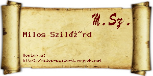 Milos Szilárd névjegykártya