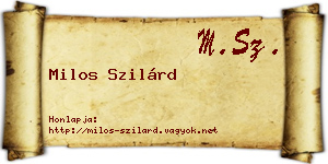 Milos Szilárd névjegykártya
